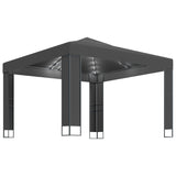 ZNTS Gazebo with Double Roof&LED String Lights 3x3 m Anthracite 3070304