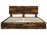 Storage Bed with Drawer Smoked Oak 140 x 200 cm Engineered Wood 3412683