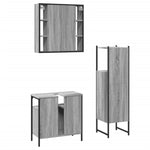 ZNTS 3 Piece Bathroom Cabinet Set Grey Sonoma Engineered Wood 3214758