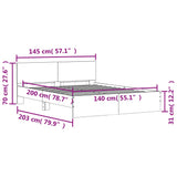 Bed Frame Grey Sonoma Engineered wood, Plywood 140x200 cm Modern 3207488