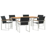 Garden Dining Set 7 pcs Solid Acacia Wood and Stainless Steel 3334818
