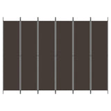 6-Panel Room Divider Brown 300x220 cm Fabric 350207