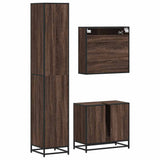 3 Piece Bathroom Furniture Set Brown Oak Engineered Wood 3301099