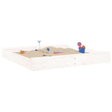 Sandbox with Seats White Square Solid Wood Pine 825038