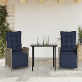 3 Piece Garden Dining Set with Cushions Grey Poly Rattan 3213476