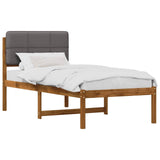 Bed Frame with Upholstered Headboard Natural and Light Grey 904443