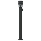 ZNTS Outdoor Floor Lamp with Outlet Black 110cm Stainless Steel 4006379