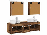 Bathroom Furniture Set 5 pcs Old Wood Engineered Wood and Glass 3406917