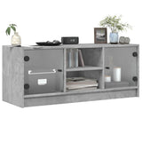 TV Cabinet with Glass Doors Concrete Grey 102x37x42 cm 836374