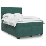 Box Spring Bed with Mattress Dark Green 140x190 cm Velvet 3290915