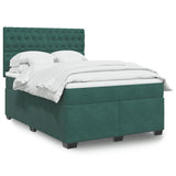 Box Spring Bed with Mattress Dark Green 140x190 cm Velvet 3290915