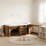 Kids'High Bed Frame with Desk 2 pcs Old wood Engineered Wood 3423484