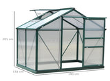 6 x 4ft Polycarbonate Greenhouse, Large Walk-In Green House with Slide Door and Window, Garden T3398P313607