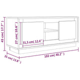 TV Cabinet Smoked Oak 102x35x45 cm Engineered Wood 819865