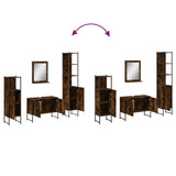 4 Piece Bathroom Cabinet Set Smoked Oak Engineered Wood 3214361