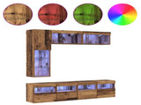 TV Cabinet with LED Wall-mounted 7 pcs Old Wood Engineered Wood 3402983