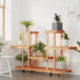 Flower Stand with Wheels 110x25x78 cm Solid Wood Fir 362856