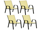 Set of Four Stackable Mesh Seat Chairs - Beige T3398P317536