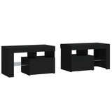 ZNTS Bedside Cabinets 2 pcs with LED Lights Black 70x36.5x40 cm 3152771