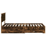 Bed Frame with Drawer Smoked Oak 100 x 200 cm Engineered Wood 3410935