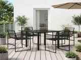 Garden Dining Set 5 pcs Black Poly Rattan 3448897