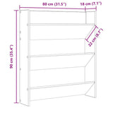 Wall Shoe Cabinet White 80x18x90 cm Engineered Wood 806777
