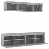 5 Piece TV Wall Units with LED Concrete Grey Engineered Wood 3216721