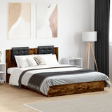 Bed Frame with LED without Mattress Smoked Oak 140x200 cm 3210014