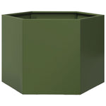 ZNTS Garden Planter Olive Green Hexagon 69x60x45 cm Steel 851125