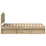 Bed Frame with Headboard Sonoma Oak 75 x 190 cm Solid Pine Wood 3413373