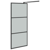 ZNTS Walk-in Shower Wall with Shelf Black 100x195 cm ESG Glass&Aluminium 3185478