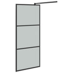 ZNTS Walk-in Shower Wall with Shelf Black 80x195cm ESG Glass&Aluminium 3185454