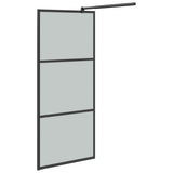 Walk-in Shower Wall with Shelf Black 80x195cm ESG Glass&Aluminium 3185454