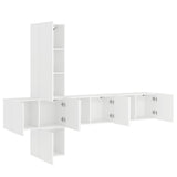5 Piece TV Wall Units White Engineered Wood 3216457