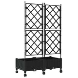 Garden Planter with Trellis&Wheels 2 pcs Black PP 3422985