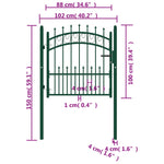 ZNTS Fence Gate with Spikes Steel 100x100 cm Green 146383