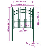 ZNTS Fence Gate with Spikes Steel 100x100 cm Green 146383