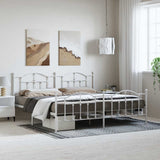 Metal Bed Frame without Mattress with Footboard White 193x203cm 353512