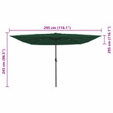 Garden Parasol Green 295 x 295 x 245 cm Polyester and Steel 42003661