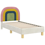 Toddler Bed Frame with Headboard Cream 70 x 140 cm Velvet 42011004
