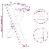 Coffee Table Legs X-Shaped 2 pcs Natural Steel 60x cm Steel 4012903