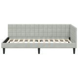 Corner Bed Frame with Headboard Light grey 90 x 200 cm Velvet 42016428