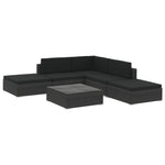 6 Piece Garden Lounge Set with Cushions Poly Rattan Black 46746