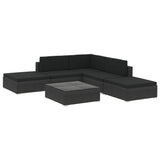 6 Piece Garden Lounge Set with Cushions Poly Rattan Black 46746