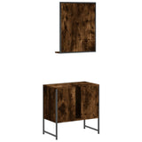 2 Piece Bathroom Cabinet Set Smoked Oak Engineered Wood 3214336