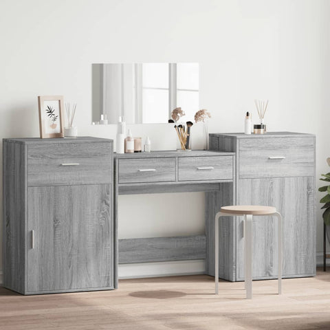 ZNTS 4 Piece Dressing Table Set Grey Sonoma Engineered Wood 3276530