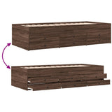 Daybed with Drawers without Mattress Brown Oak 100x200 cm 3280873