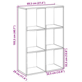 Room Divider Bookcase Smoked Oak 69.5x29x103.5 cm Engineered Wood 858016