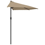 Garden Parasol with Aluminium Pole Taupe 270x144 cm Half 44590