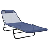 Folding Sun Lounger Navy Blue 182 x 55 x 85.5 cm Textilene 42003154